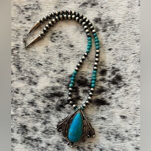 Turquoise and Navajo pearls necklace